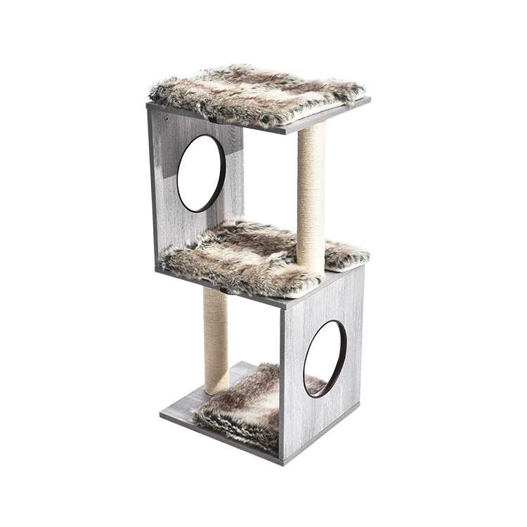 Manufacturer Cat Scratch Post Furniture MDF Cat Tree With Faux Fur Pad