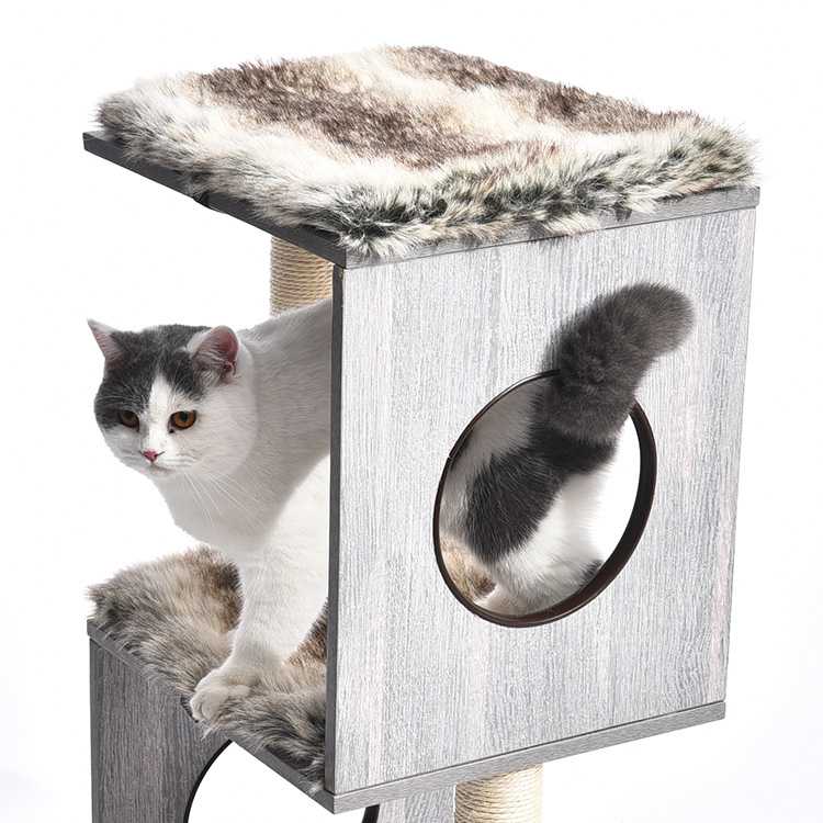 Manufacturer Cat Scratch Post Furniture MDF Cat Tree With Faux Fur Pad