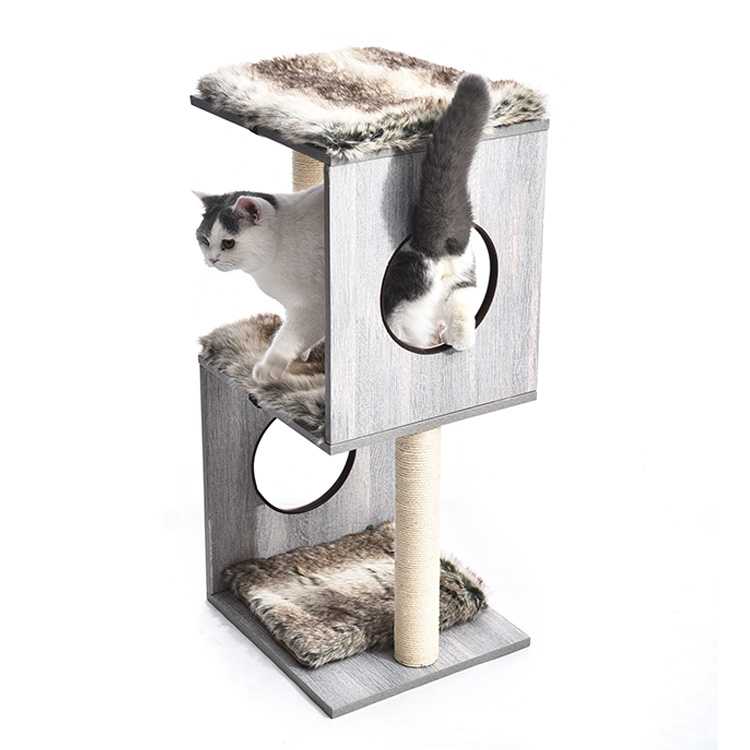 Manufacturer Cat Scratch Post Furniture MDF Cat Tree With Faux Fur Pad