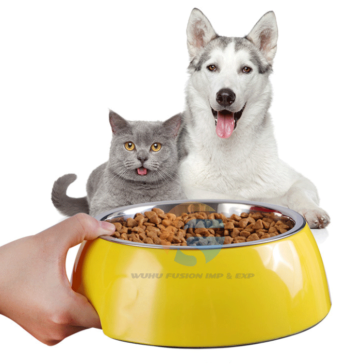 Manufacturer Nonslip Multicolor Pet Bowl Stainless Steel Double Cat Dog Pet Food Bowl