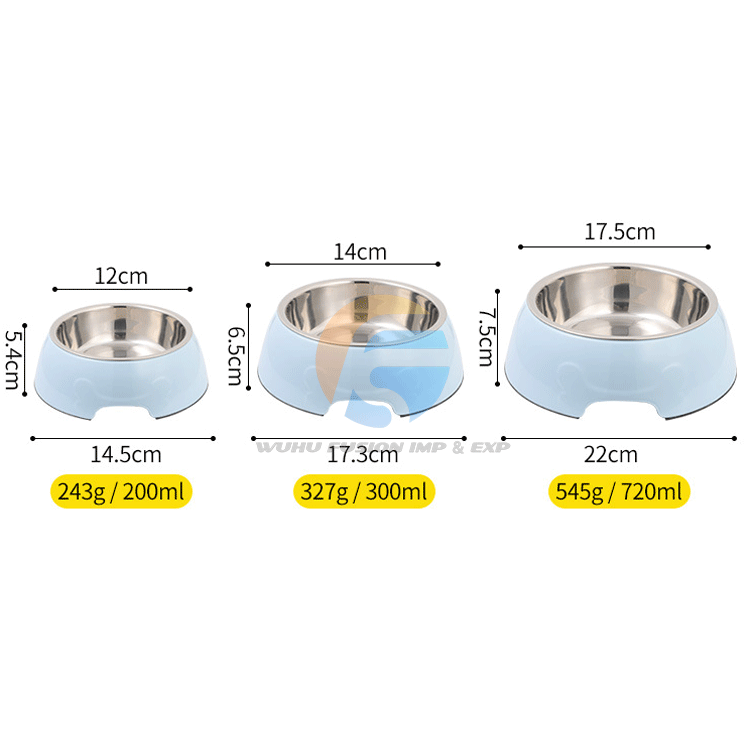 Manufacturer Nonslip Multicolor Pet Bowl Stainless Steel Double Cat Dog Pet Food Bowl