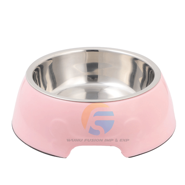 Manufacturer Nonslip Multicolor Pet Bowl Stainless Steel Double Cat Dog Pet Food Bowl