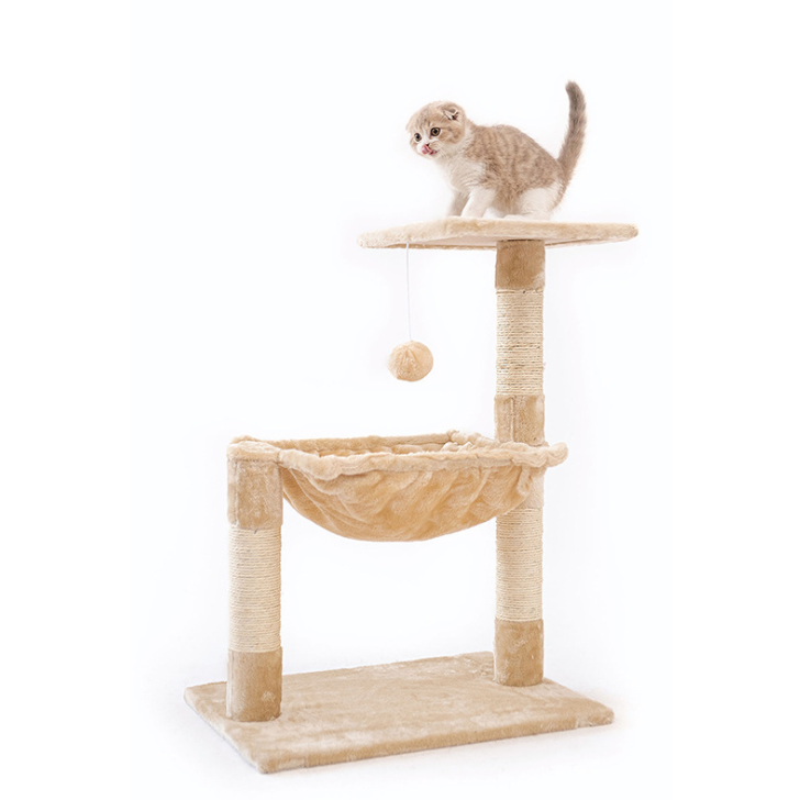 Manufacturer Sisal Short Plush Stable Cat Tree With Hammock