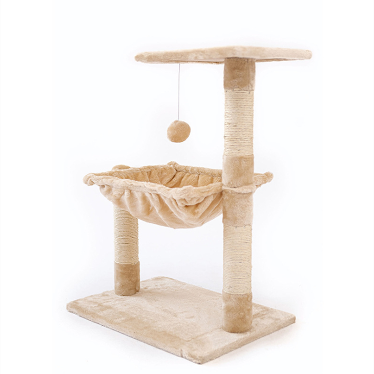 Manufacturer Sisal Short Plush Stable Cat Tree With Hammock