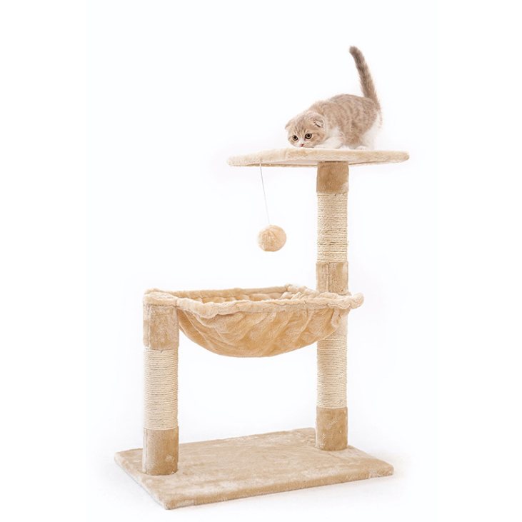 Manufacturer Sisal Short Plush Stable Cat Tree With Hammock