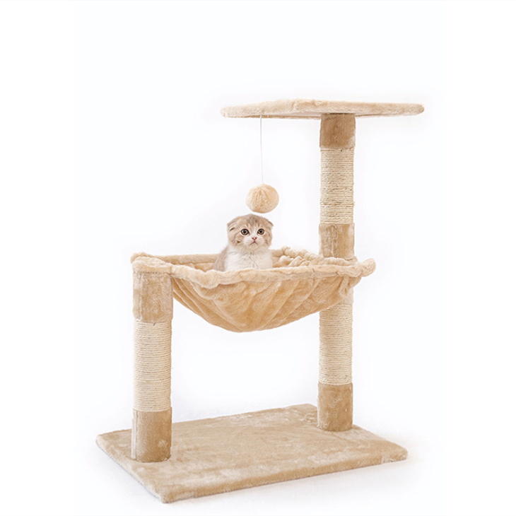 Manufacturer Sisal Short Plush Stable Cat Tree With Hammock