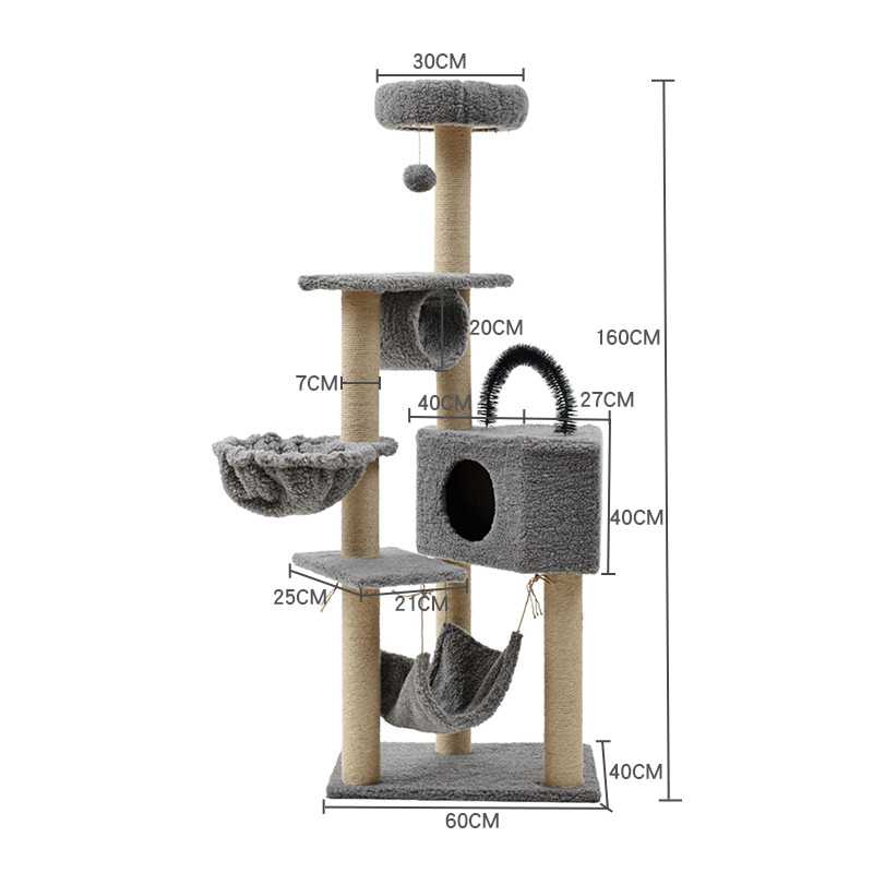 Manufacturer Sisal Stable Short Plush Cat Tree With Hammock