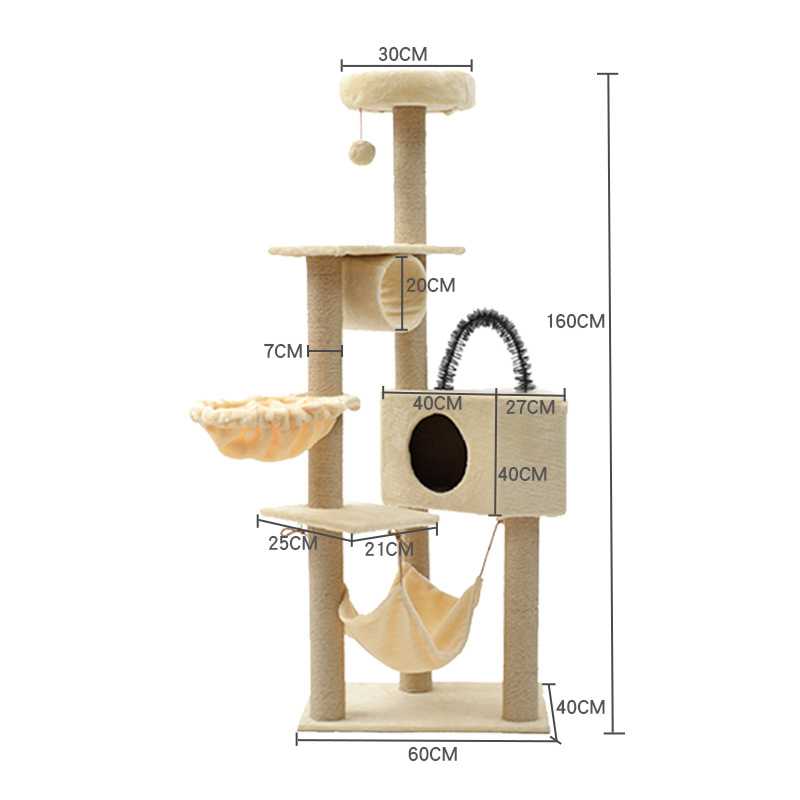 Manufacturer Sisal Stable Short Plush Cat Tree With Hammock