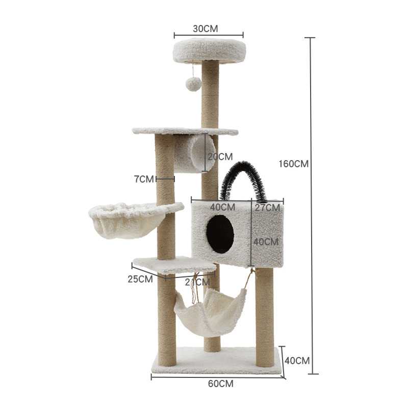 Manufacturer Sisal Stable Short Plush Cat Tree With Hammock