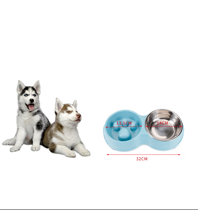 Manufacturer Travel Outdoor Non Slip Stainless Steel Plastic Slow Feeder Pet Dog Bowl