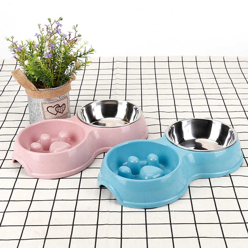 Manufacturer Travel Outdoor Non Slip Stainless Steel Plastic Slow Feeder Pet Dog Bowl