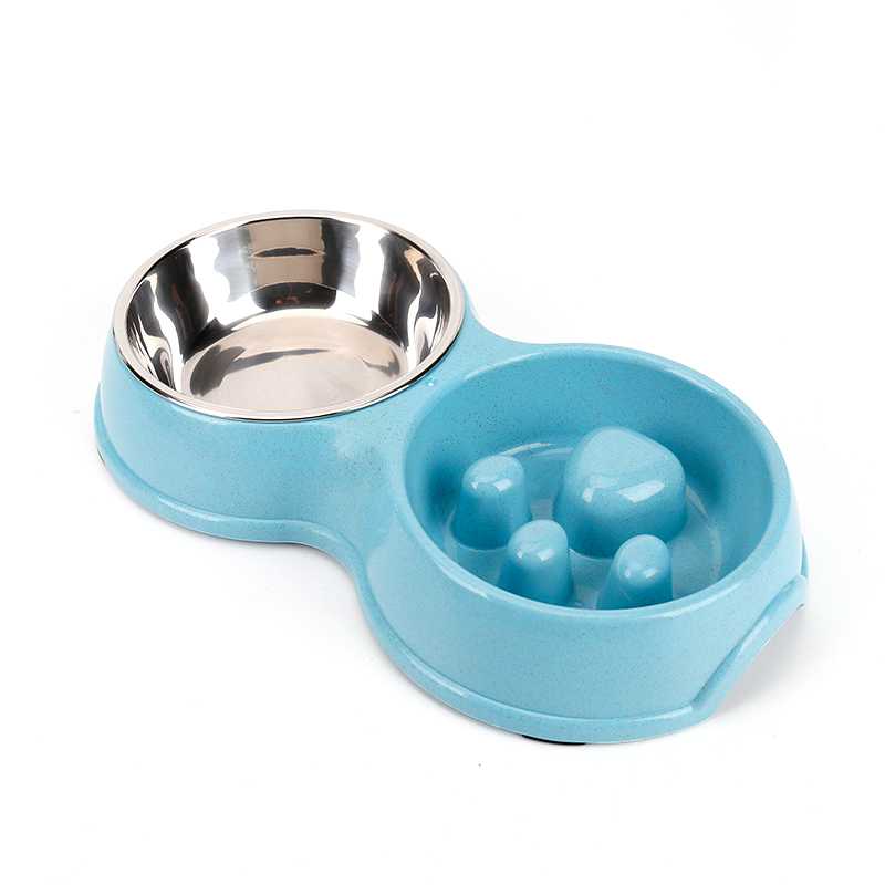 Manufacturer Travel Outdoor Non Slip Stainless Steel Plastic Slow Feeder Pet Dog Bowl