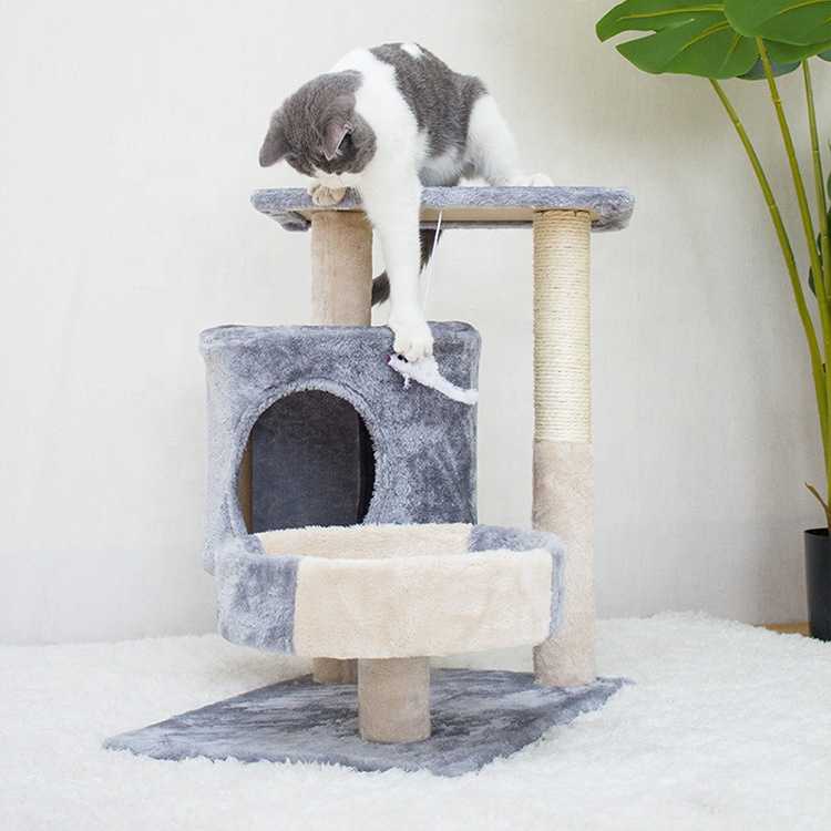 Medium Small Size Cat Climbing Frame Cat Scratch Board Short Plush Sisal Cat Tree House