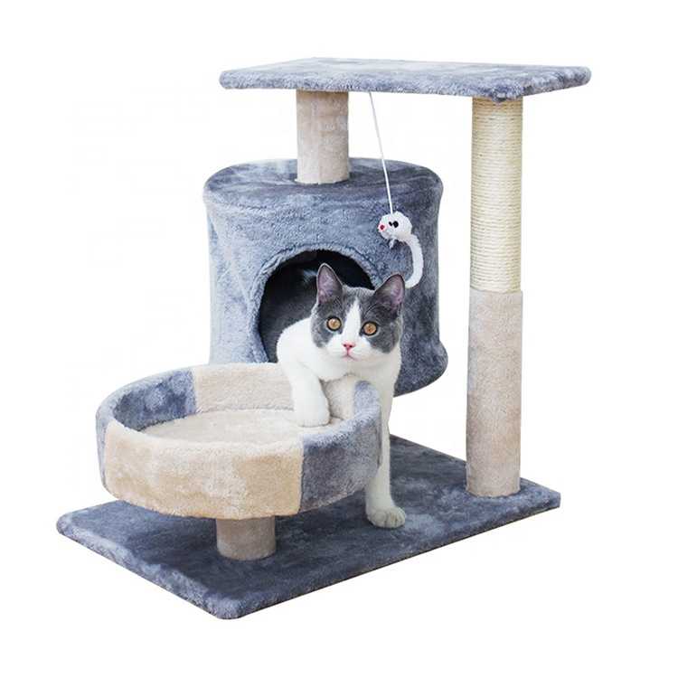 Medium Small Size Cat Climbing Frame Cat Scratch Board Short Plush Sisal Cat Tree House