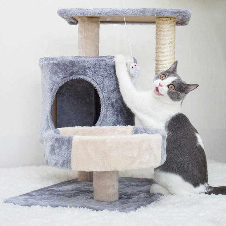 Medium Small Size Cat Climbing Frame Cat Scratch Board Short Plush Sisal Cat Tree House