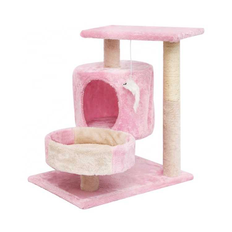 Medium Small Size Cat Climbing Frame Cat Scratch Board Short Plush Sisal Cat Tree House