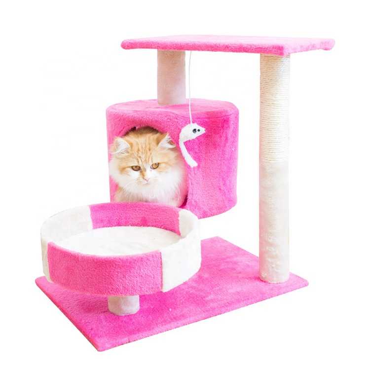 Medium Small Size Cat Climbing Frame Cat Scratch Board Short Plush Sisal Cat Tree House