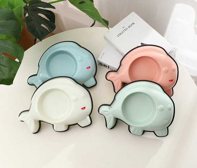 Multi Color Cartoon Fish Mouth Dog Bowl Pet Cat Durable Anti Slip Food Supplies