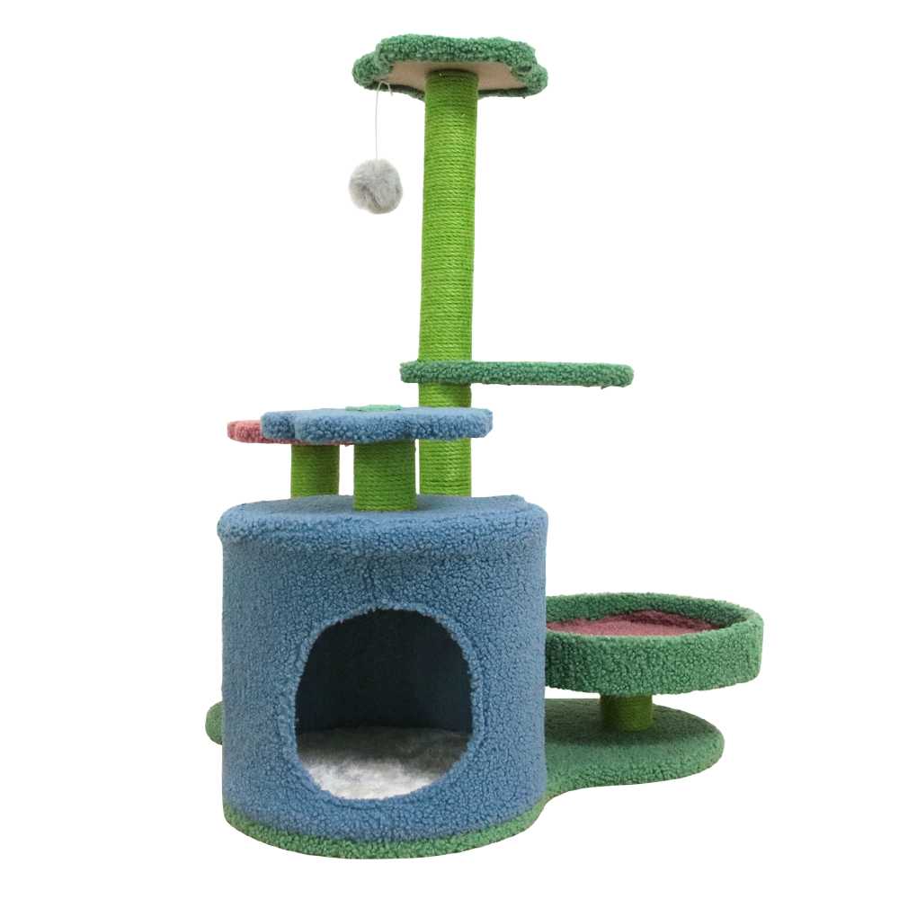 Multi Layer Wooden Cat Tree Scratcher Post Cat Climbing Tower Cat Tree