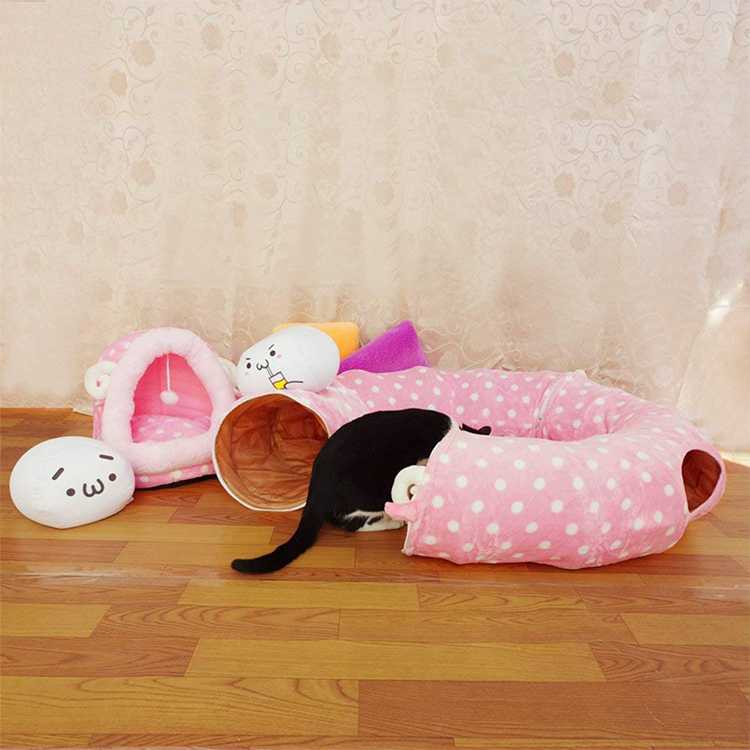 Multifunction Cat Plush Tunnel Interactive Cat Product Cat Toys Collapsible Foldable Pet Toy Cat Tunnel