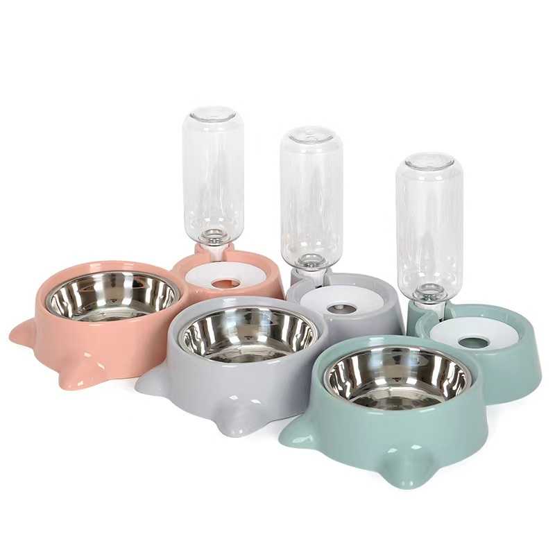 Multifunction Double Pet Bowl Automatic Pet Dog Cat Food Water Dispenser Bottle Bowl Pet Dog