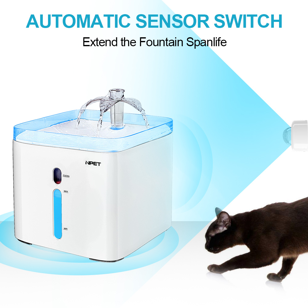 NPET 3L Pet Drinking Fountain Automatic Fountain Water Dispenser With Sensor Switch Cat Dogs
