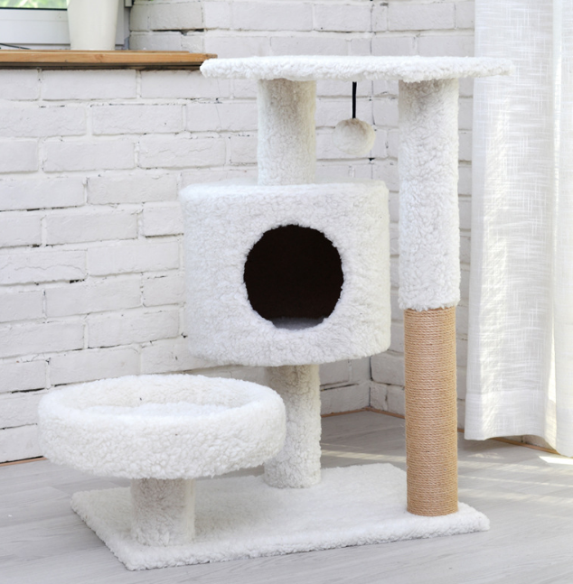 Natural Sisal Wooden Scratching Pet Scratcher Cat Tree House