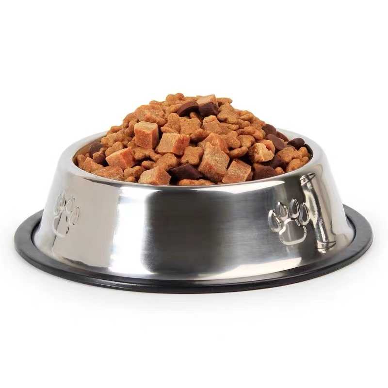 Nonslip Dog Bowl pet Bowl  cat Bowl With Rubber Base Stainless Steel Pet Food Drinking Bowl Dish