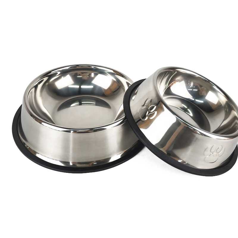 Nonslip Dog Bowl pet Bowl  cat Bowl With Rubber Base Stainless Steel Pet Food Drinking Bowl Dish