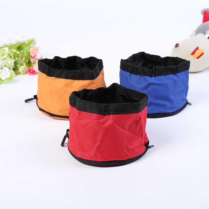 Oxford Cloth Waterproof Zipper Folding Dog Bowl Outdoor Pet Travel Dog Bowl