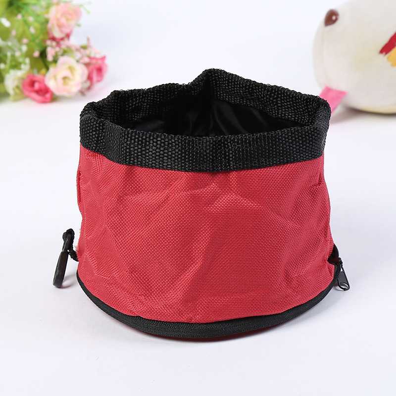 Oxford Cloth Waterproof Zipper Folding Dog Bowl Outdoor Pet Travel Dog Bowl