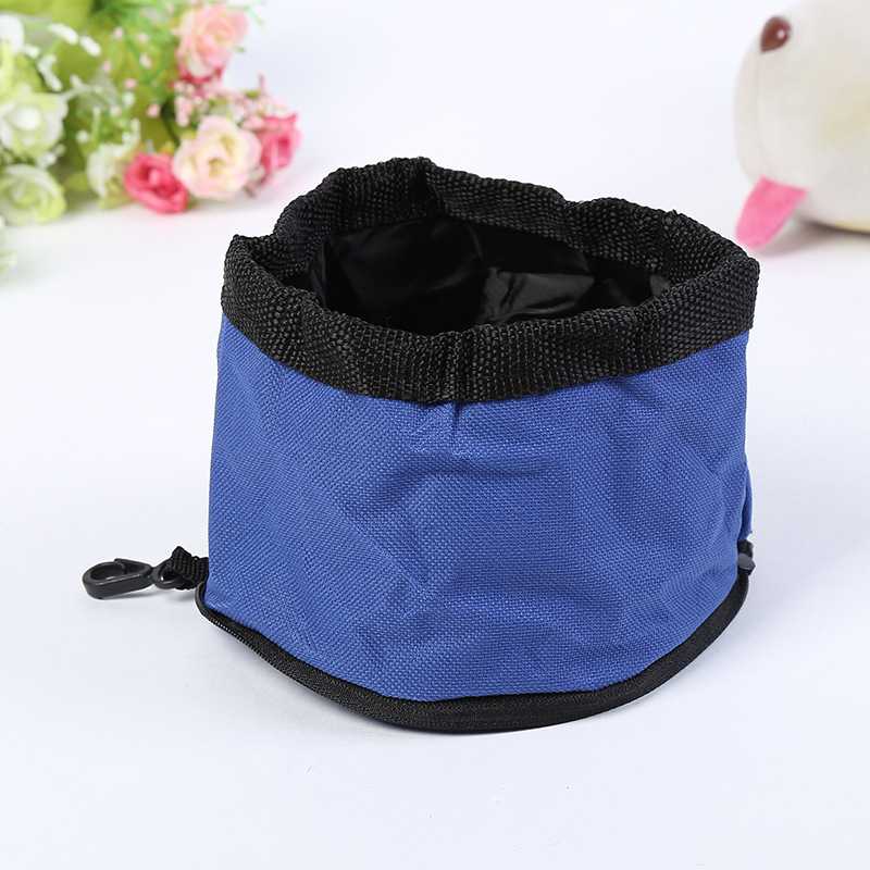 Oxford Cloth Waterproof Zipper Folding Dog Bowl Outdoor Pet Travel Dog Bowl