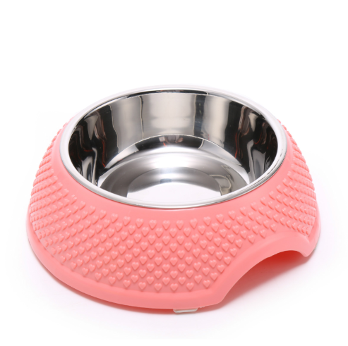PP Stainless Steel Pet Bowl Heartshaped Dog Bowl