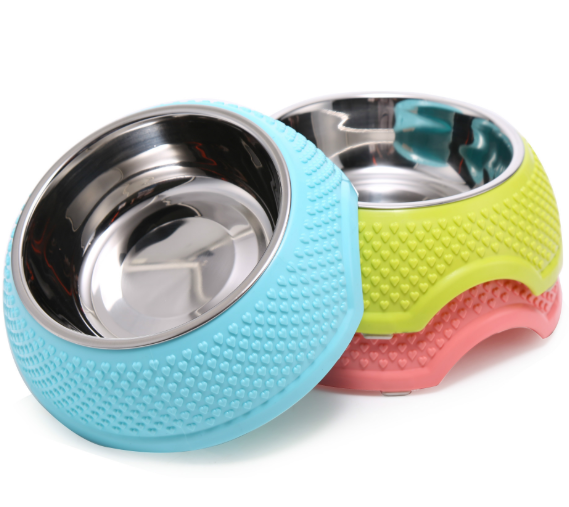 PP Stainless Steel Pet Bowl Heartshaped Dog Bowl