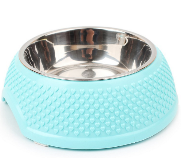 PP Stainless Steel Pet Bowl Heartshaped Dog Bowl