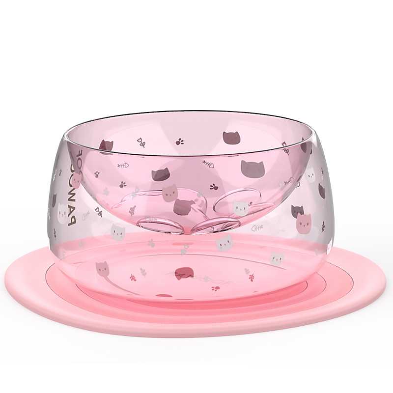 Pawoof Double Glass Wall Cat Food Bowl Stylish Cat Bowl Pet Bowl