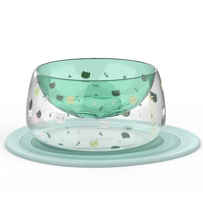 Pawoof Double Glass Wall Cat Food Bowl Stylish Cat Bowl Pet Bowl