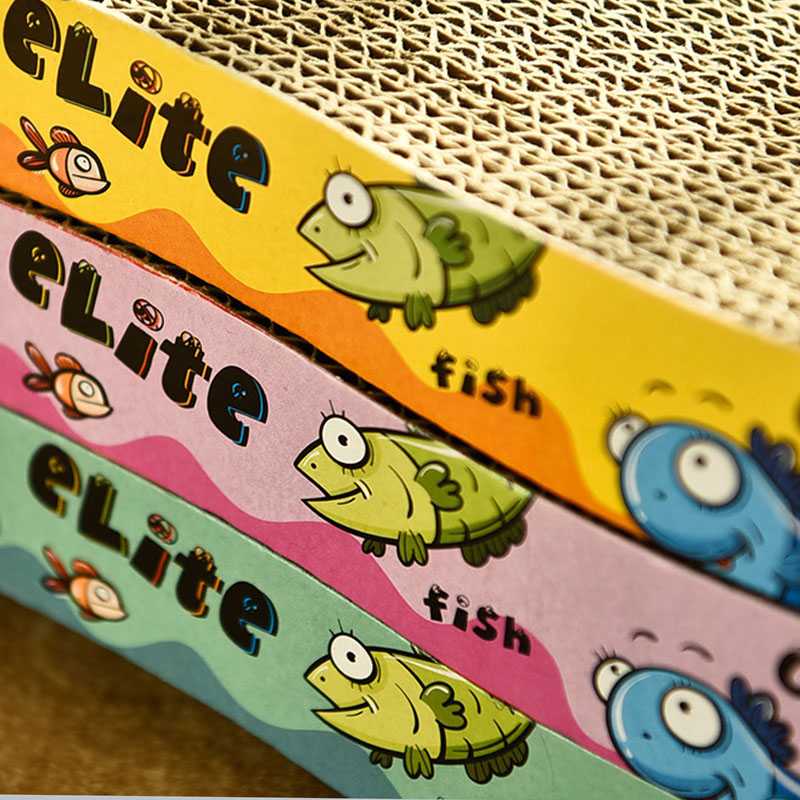 Pet Accessories Eco Cat Toy Cat Pet Accessories Long Scratching Board With Cartoon Fish Stickers