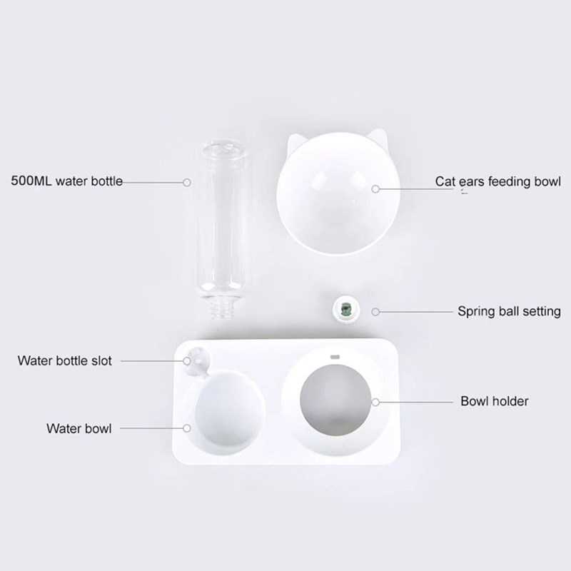 Pet Automatic Feeder Double Bowl Drinking Raised Stand Dish Bowls Dog Cat Food Bowl With Water Dispenser