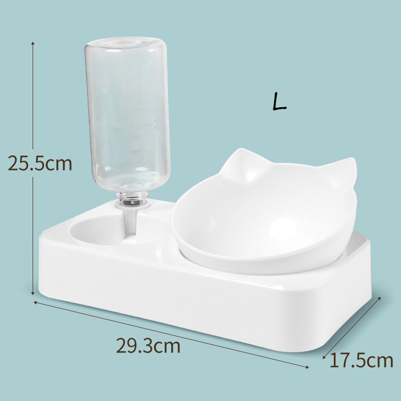 Pet Automatic Feeder Double Bowl Drinking Raised Stand Dish Bowls Dog Cat Food Bowl With Water Dispenser