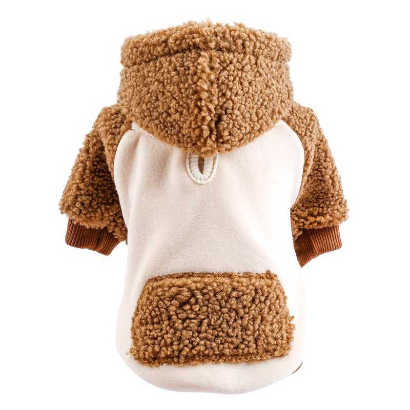 Pet Clothing Dog Clothing Lamb Cashmere Fall Winter Warm Hoodie Coffee Hood Dog Clothing