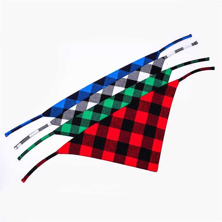 Pet Dog Bandanas Washable Triangle Plaid Adjustable Bow Ties Dog Scarf Bandana