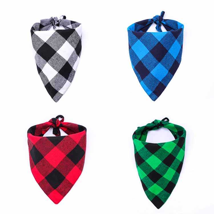 Pet Dog Bandanas Washable Triangle Plaid Adjustable Bow Ties Dog Scarf Bandana