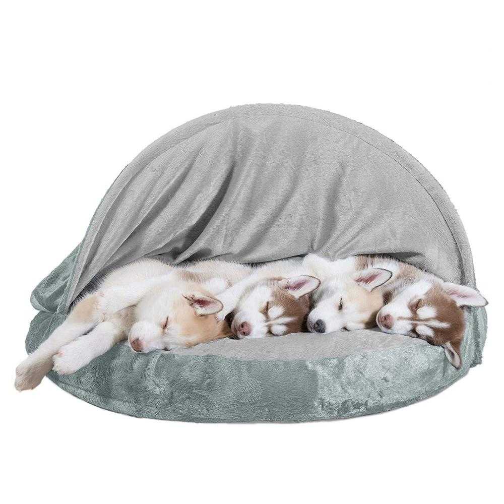 Pet Dog Bed Orthopedic Round Cuddle Nest Snuggery Burrow Blanket Pet Bed Removable Cover Dogs Cats