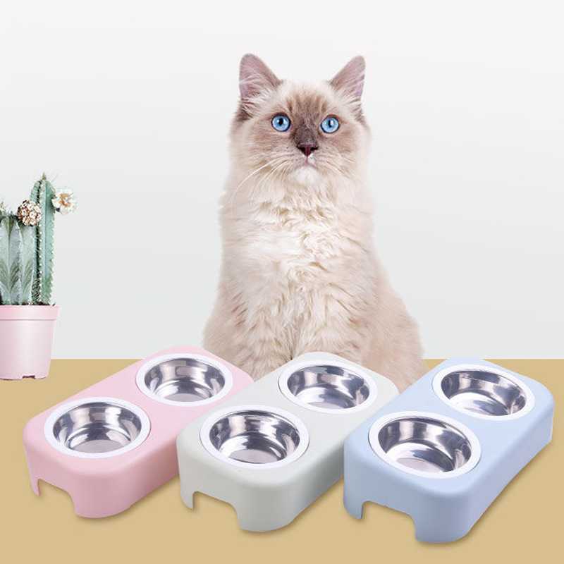 Pet Double Bowls Environmentally Friendly Plastic Bowls Dog Bowls