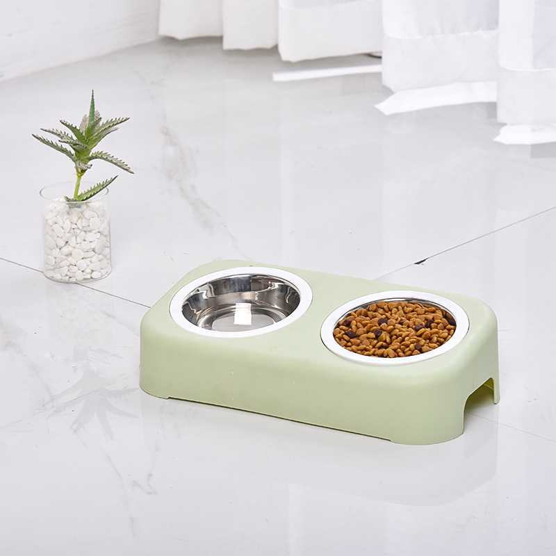 Pet Double Bowls Environmentally Friendly Plastic Bowls Dog Bowls