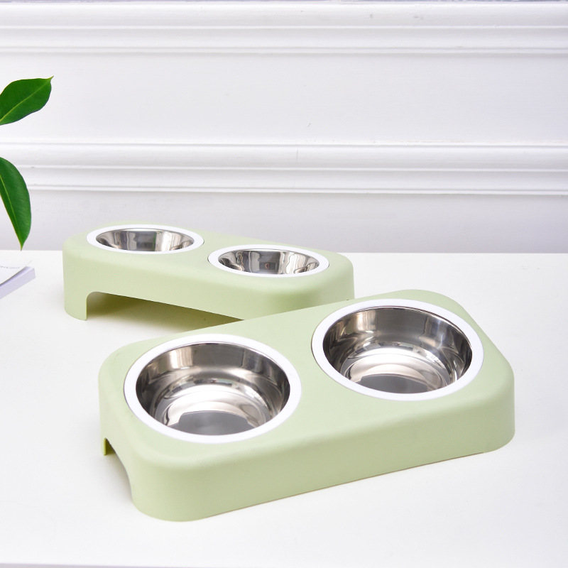 Pet Double Bowls Environmentally Friendly Plastic Bowls Dog Bowls