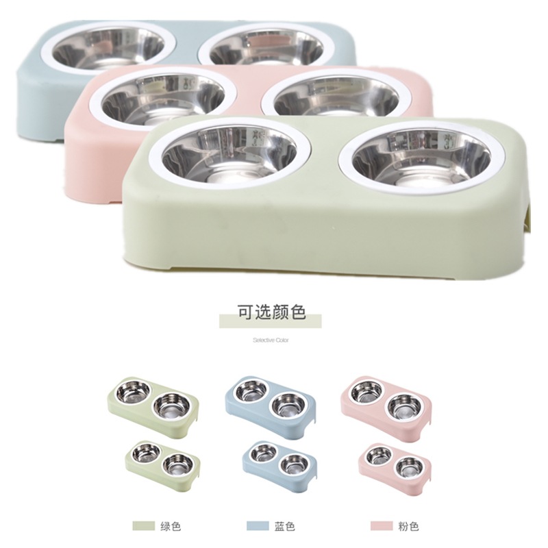 Pet Double Bowls Environmentally Friendly Plastic Bowls Dog Bowls