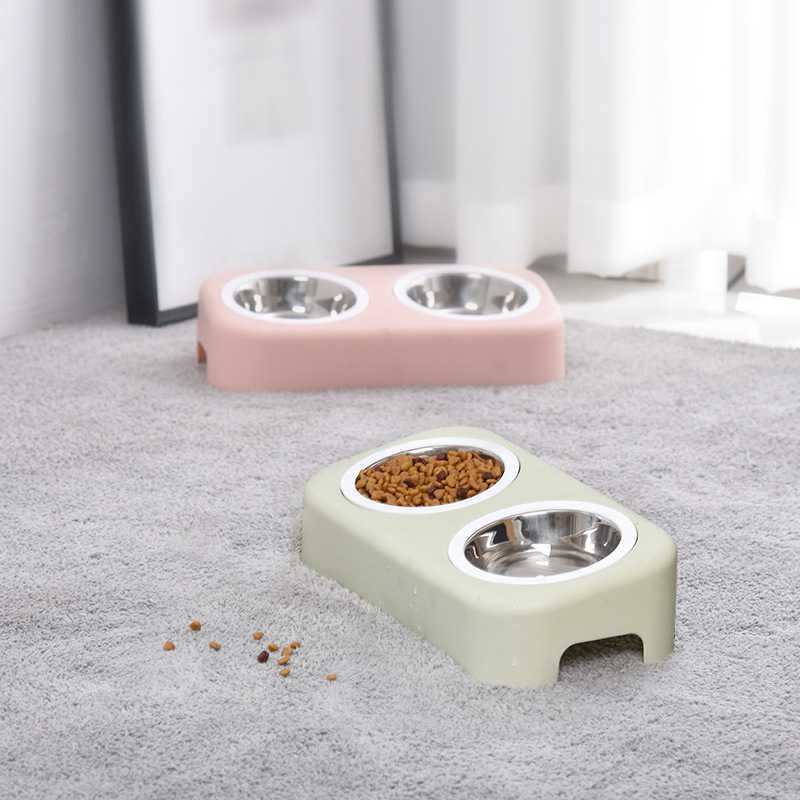 Pet Double Bowls Environmentally Friendly Plastic Bowls Dog Bowls