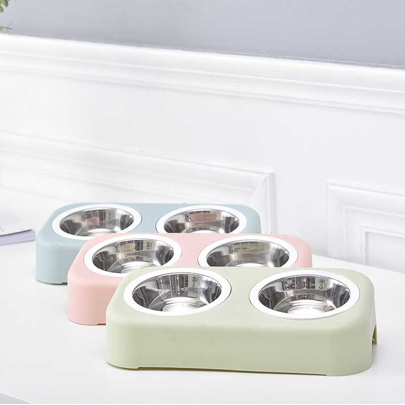 Pet Double Bowls Environmentally Friendly Plastic Bowls Dog Bowls